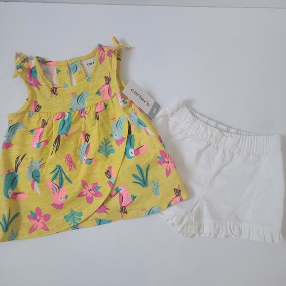 Carter's Baby Girl 2 Piece Cotton Toucan Print Top & Shorts Set Size 6 Months - Picture 2 of 6